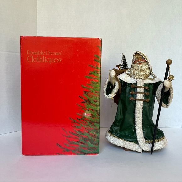 Clothtiques Possible Dreams 1988 Toy Sack Santa Green Robe 713042 Santa Figurine - Picture 3 of 16